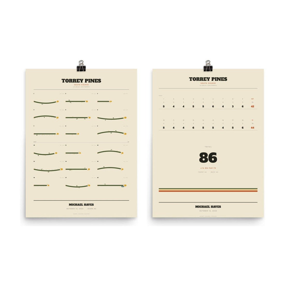 Hand-drawn golf course map prints
