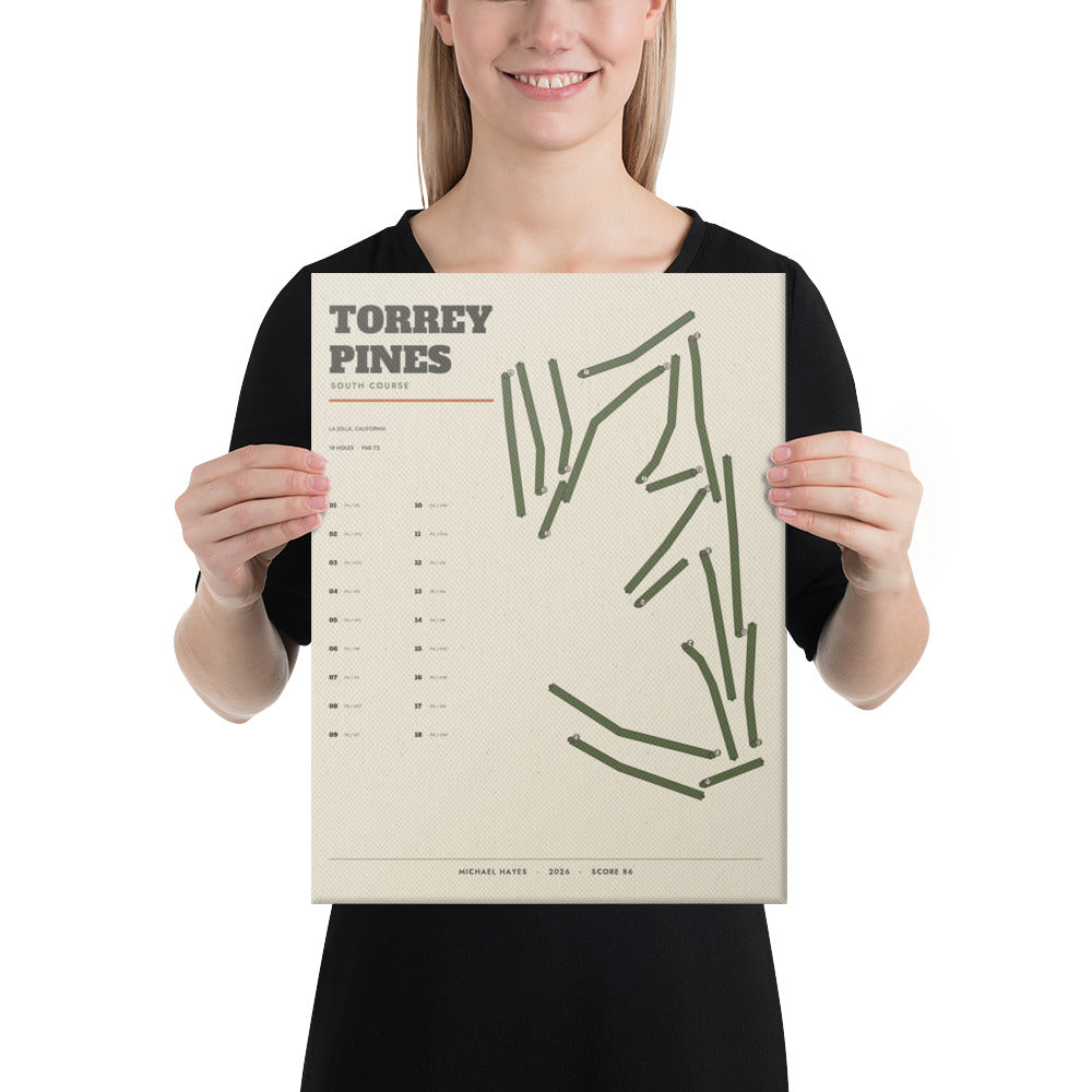 The Home Course Canvas, 12 by 16 inches, a golf course map printed on stretched canvas