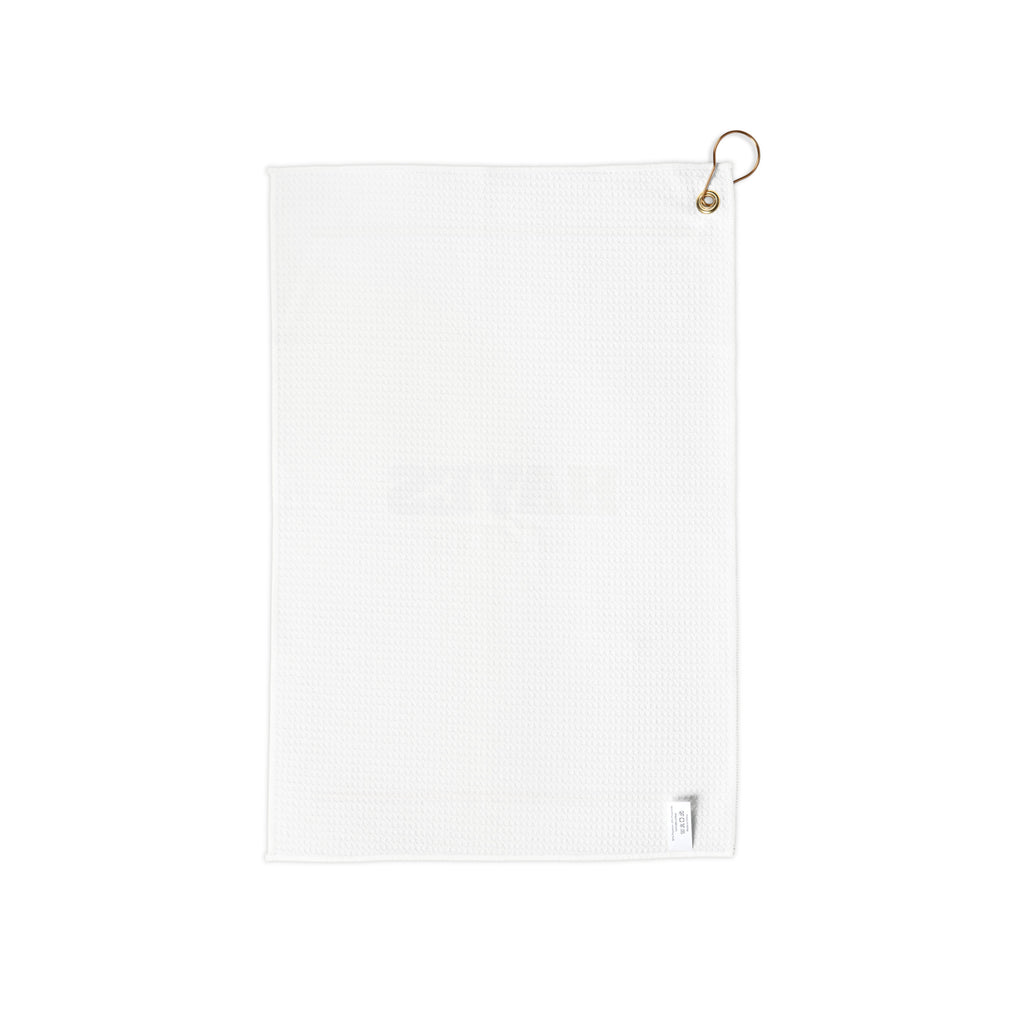 Another view of the personalized golf towel, showing the bag clip
