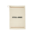 A golf towel printed with a chosen line of golf humour