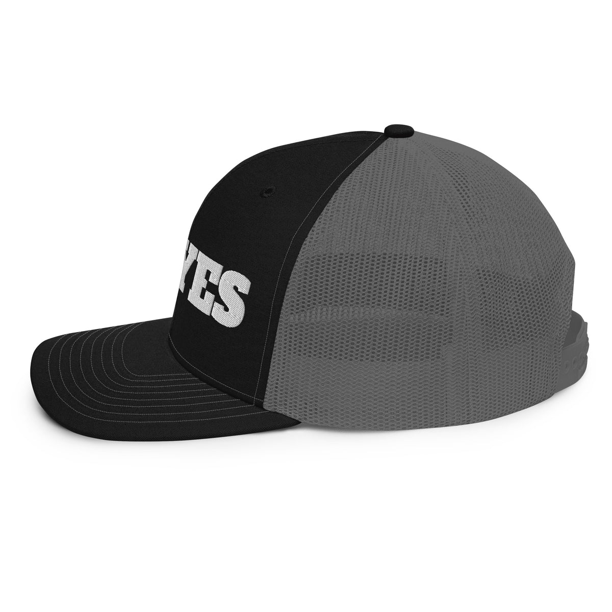 Side view of the embroidered trucker cap
