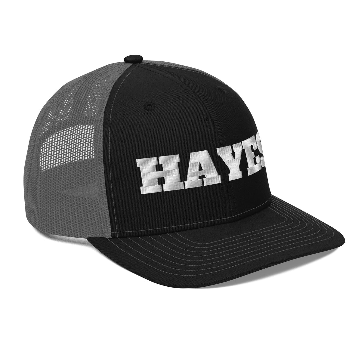 Back view of the embroidered trucker cap, showing the adjustable snapback