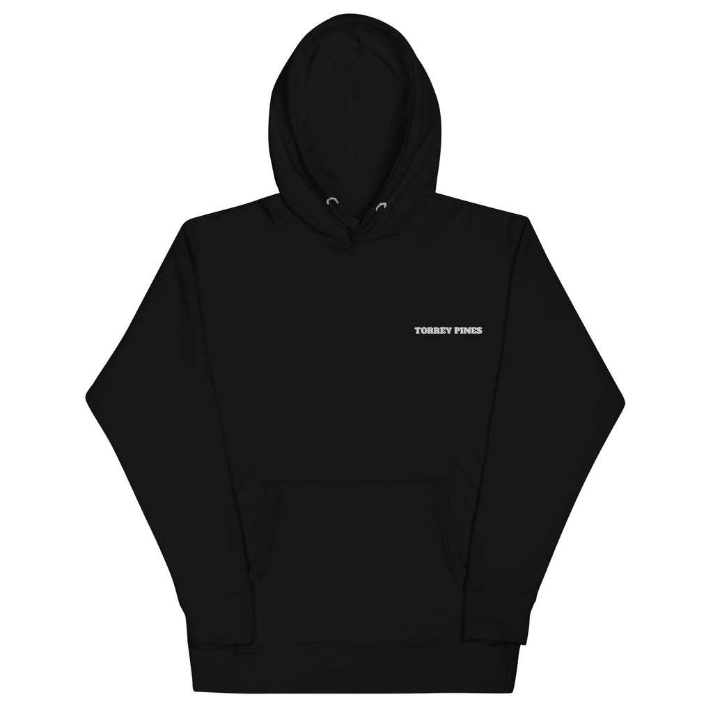 A heavyweight hoodie embroidered on the chest with the golfer's name or home course