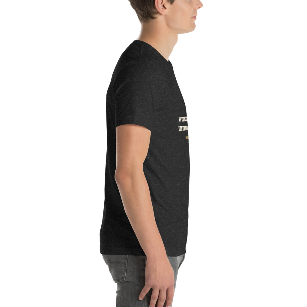 The golf t-shirt folded, showing the fabric