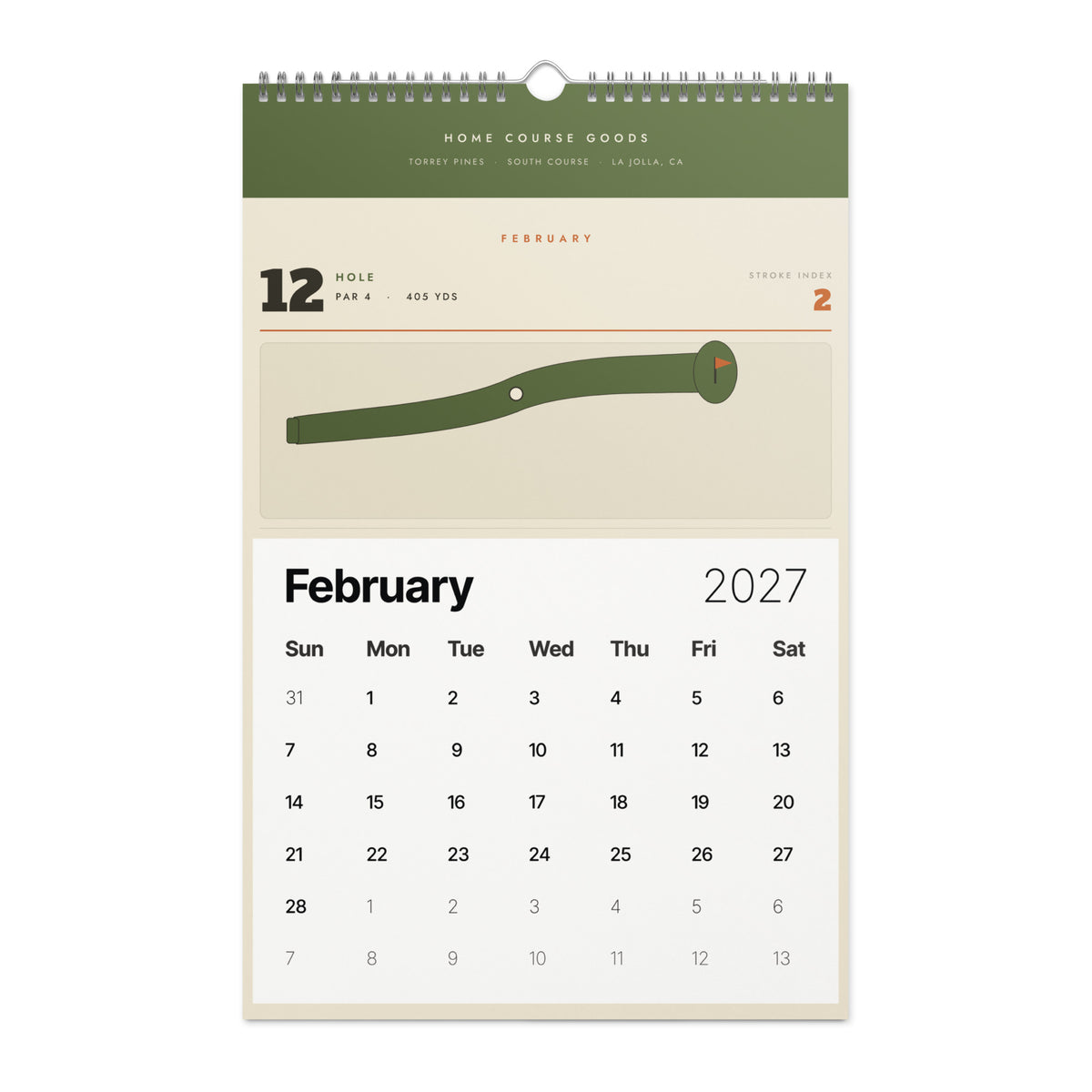 Another month page from the golf course calendar