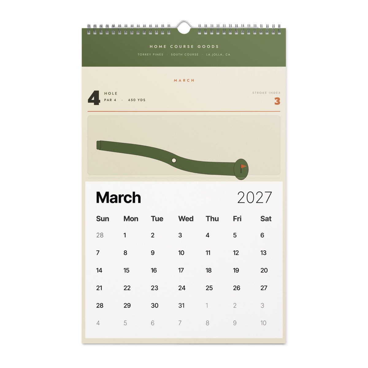 Another month page from the golf course calendar