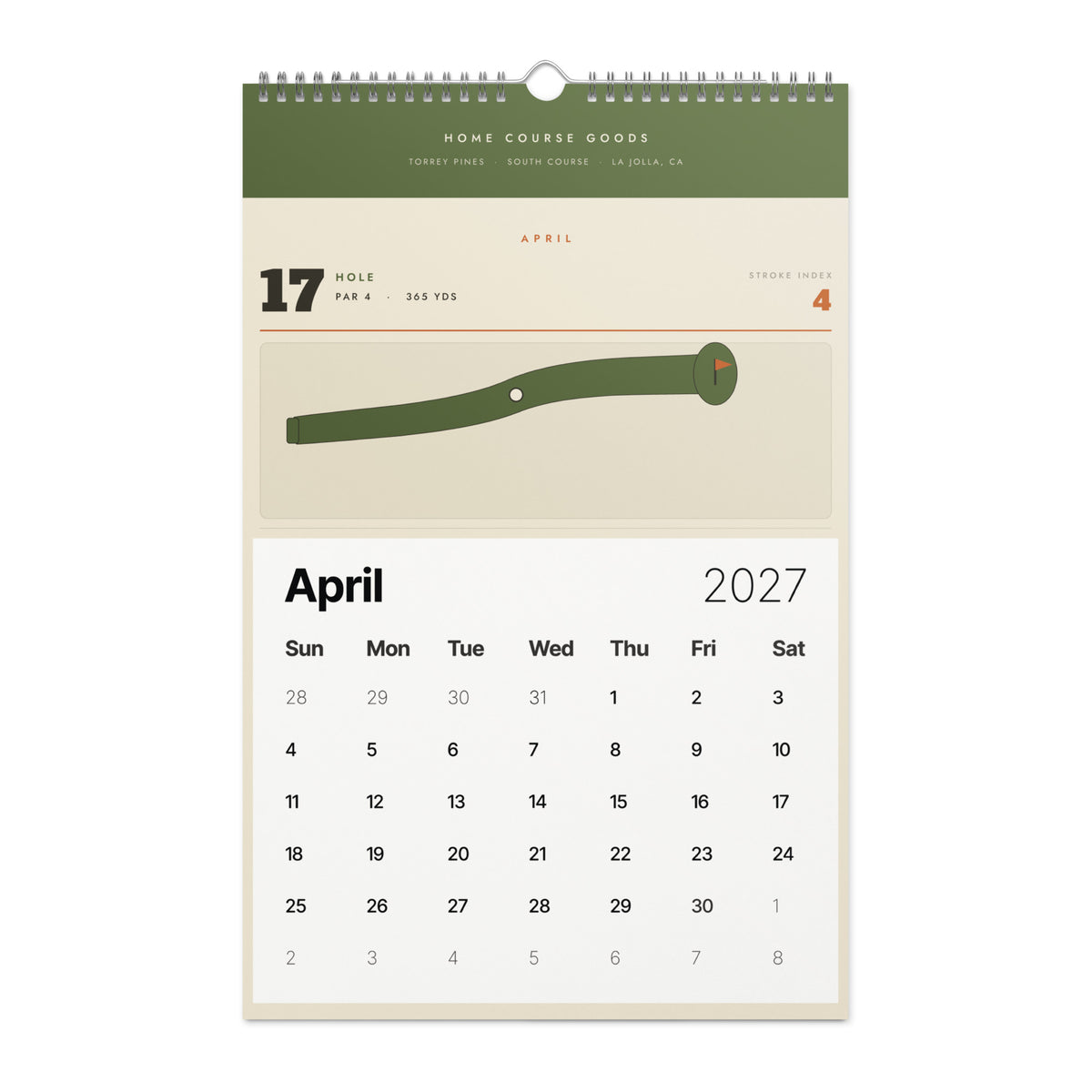 Another month page from the golf course calendar